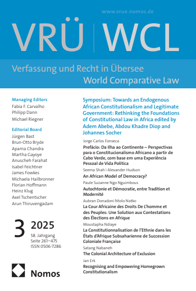 Cover der Ausgabe: VRÜ Verfassung und Recht in Übersee Jahrgang 58 (2025), Heft 3