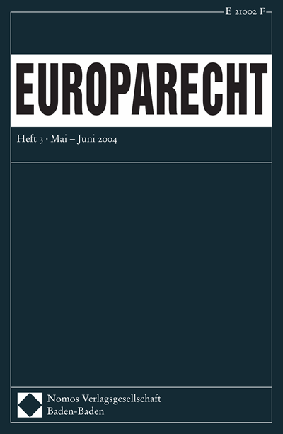 Cover of Volume: Europarecht (EuR) Volume 39 (2004), Edition 3