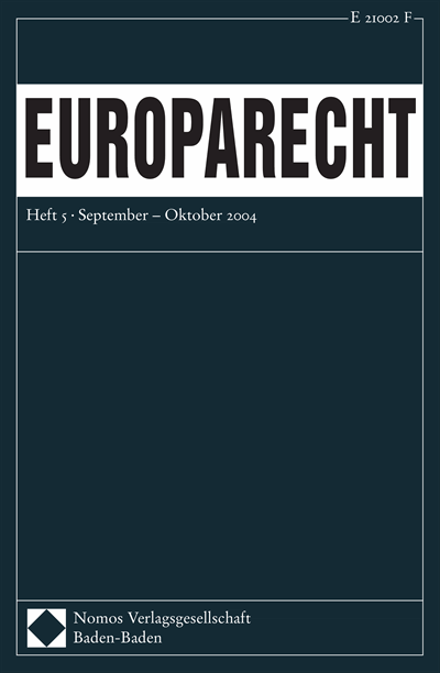 Cover of Volume: Europarecht (EuR) Volume 39 (2004), Edition 5