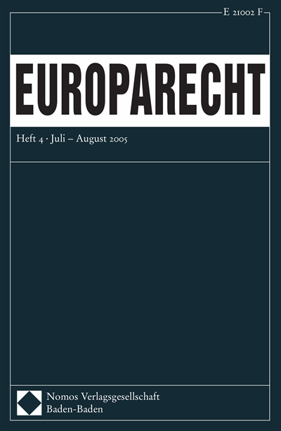 Cover of Volume: Europarecht (EuR) Volume 40 (2005), Edition 4