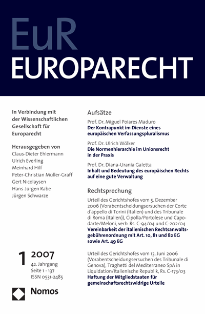 Cover of Volume: Europarecht (EuR) Volume 42 (2007), Edition 1