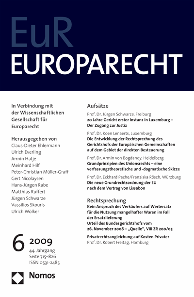 Cover of Volume: Europarecht (EuR) Volume 44 (2009), Edition 6