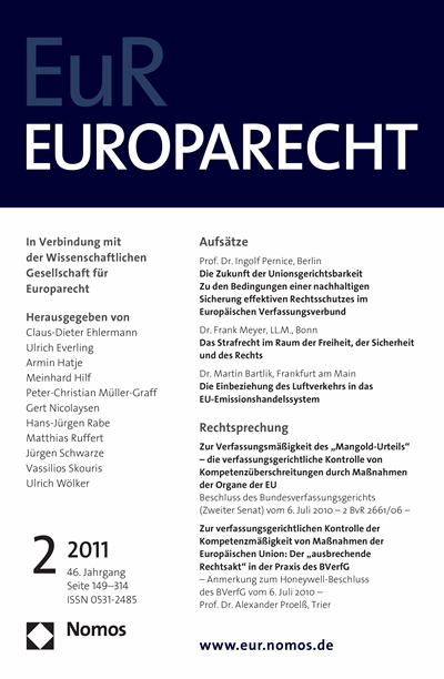 Cover of Volume: Europarecht (EuR) Volume 46 (2011), Edition 2