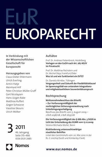 Cover of Volume: Europarecht (EuR) Volume 46 (2011), Edition 3