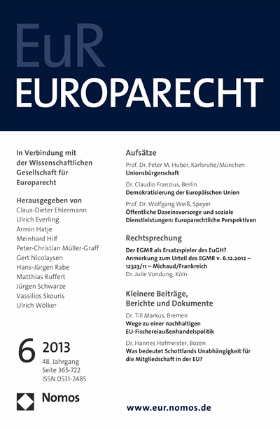 Cover of Volume: Europarecht (EuR) Volume 48 (2013), Edition 6