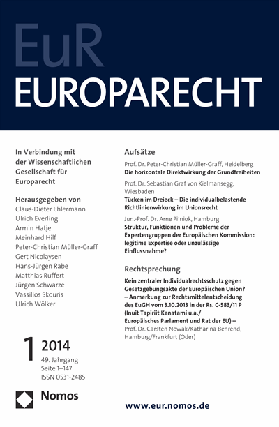 Cover of Volume: Europarecht (EuR) Volume 49 (2014), Edition 1