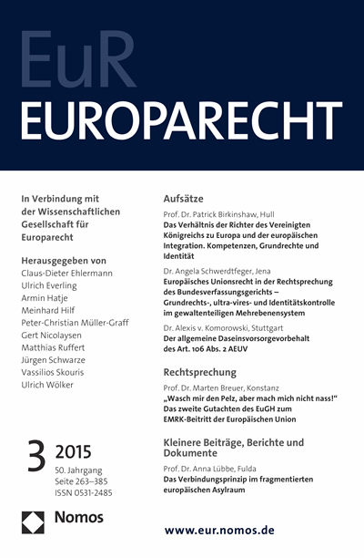 Cover of Volume: Europarecht (EuR) Volume 50 (2015), Edition 3