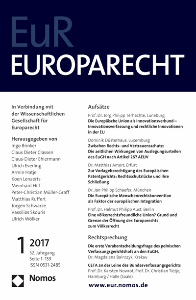 Cover of Volume: Europarecht (EuR) Volume 52 (2017), Edition 1