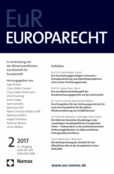Cover of Volume: Europarecht (EuR) Volume 52 (2017), Edition 2