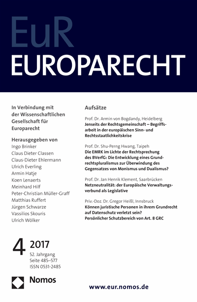 Cover of Volume: Europarecht (EuR) Volume 52 (2017), Edition 4