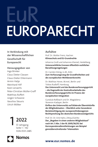 Cover of Volume: Europarecht (EuR) Volume 57 (2022), Edition 1