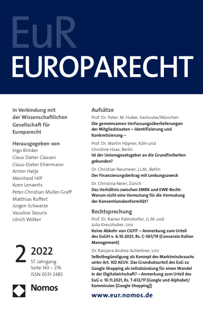 Cover of Volume: Europarecht (EuR) Volume 57 (2022), Edition 2