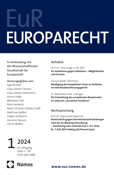 Cover of Volume: Europarecht (EuR) Volume 59 (2024), Edition 1