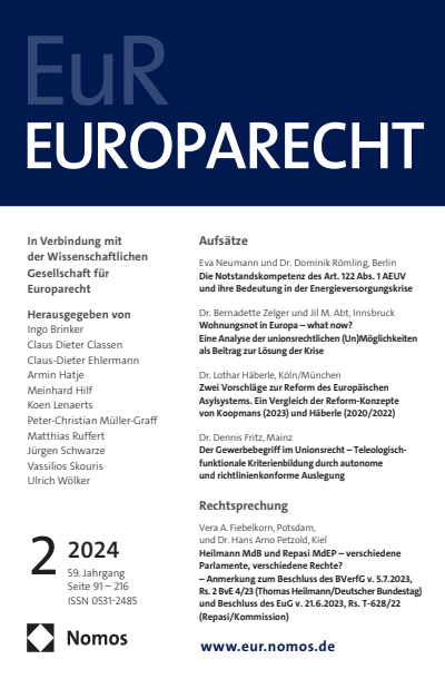Cover of Volume: Europarecht (EuR) Volume 59 (2024), Edition 2