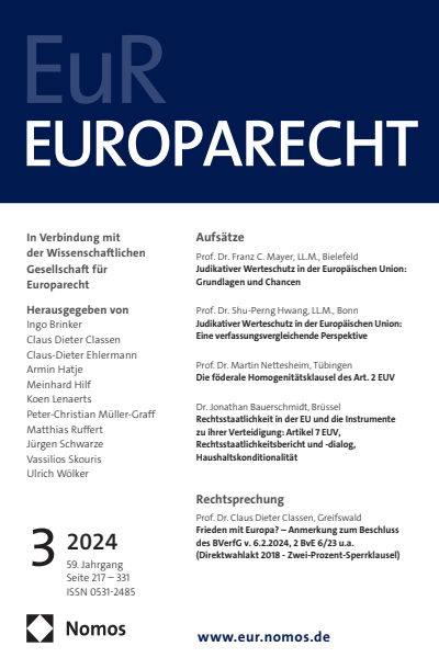 Cover of Volume: Europarecht (EuR) Volume 59 (2024), Edition 3