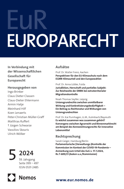 Cover of Volume: Europarecht (EuR) Volume 59 (2024), Edition 5