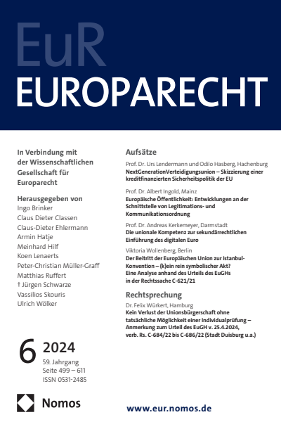 Cover of Volume: Europarecht (EuR) Volume 59 (2024), Edition 6