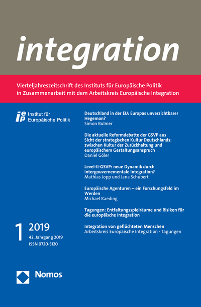 Cover der Ausgabe: integration Jahrgang 42 (2019), Heft 1