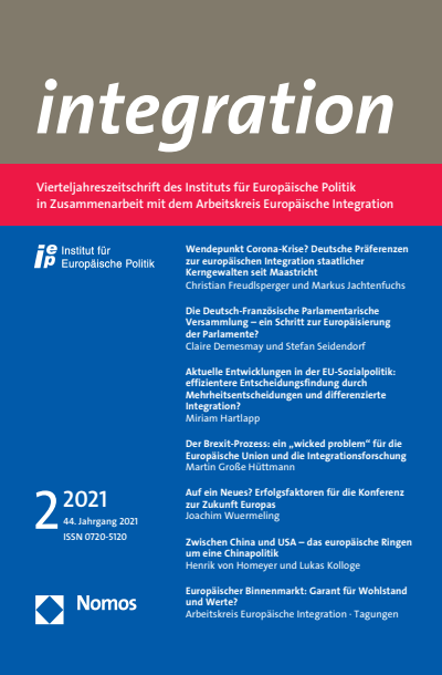 Cover der Ausgabe: integration Jahrgang 44 (2021), Heft 2