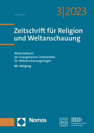 Cover der Ausgabe: Zeitschrift für Religion und Weltanschauung (ZRW) Jahrgang 86 (2023), Heft 3