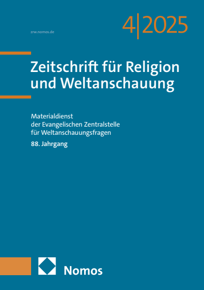 Cover der Ausgabe: Zeitschrift für Religion und Weltanschauung (ZRW) Jahrgang 88 (2025), Heft 4