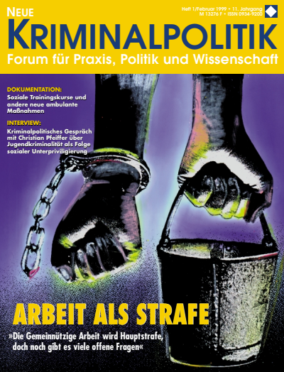Cover der Ausgabe: NK Neue Kriminalpolitik Jahrgang 11 (1999), Heft 1