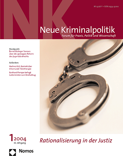 Cover der Ausgabe: NK Neue Kriminalpolitik Jahrgang 16 (2004), Heft 1