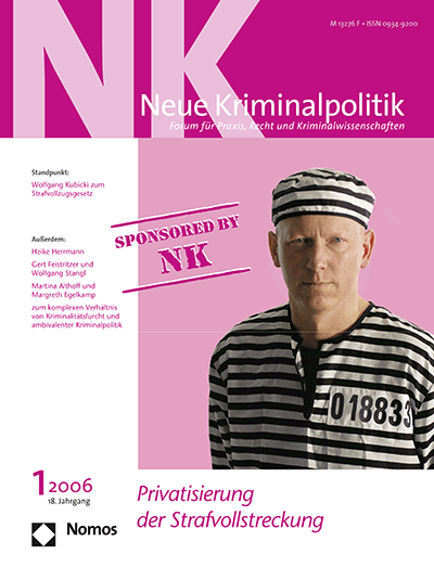 Cover der Ausgabe: NK Neue Kriminalpolitik Jahrgang 18 (2006), Heft 1
