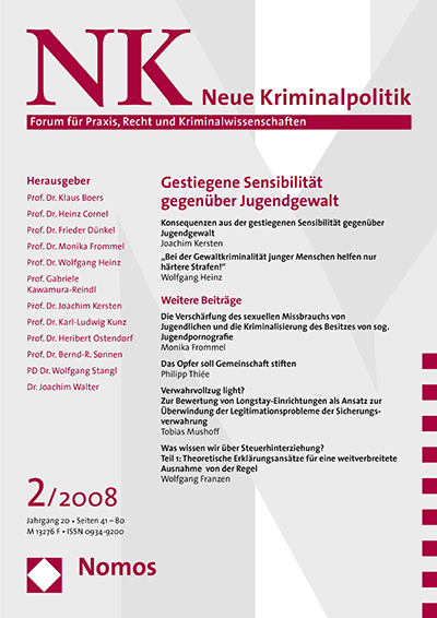 Cover der Ausgabe: NK Neue Kriminalpolitik Jahrgang 20 (2008), Heft 2