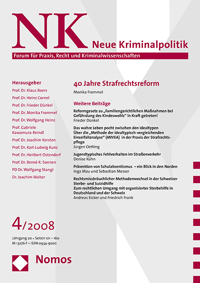 Cover der Ausgabe: NK Neue Kriminalpolitik Jahrgang 20 (2008), Heft 4