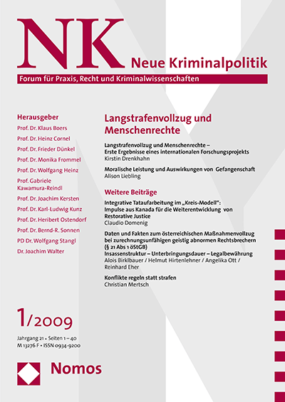 Cover der Ausgabe: NK Neue Kriminalpolitik Jahrgang 21 (2009), Heft 1