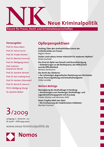 Cover der Ausgabe: NK Neue Kriminalpolitik Jahrgang 21 (2009), Heft 3
