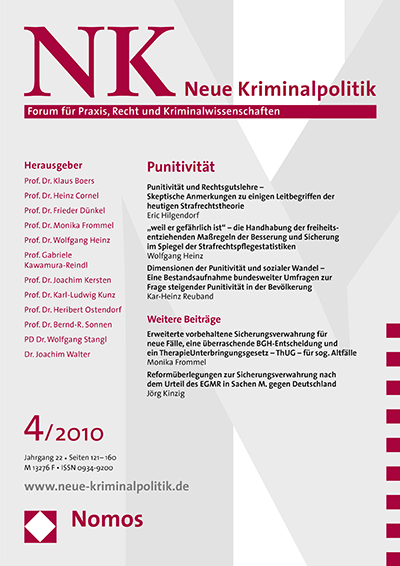 Cover der Ausgabe: NK Neue Kriminalpolitik Jahrgang 22 (2010), Heft 4