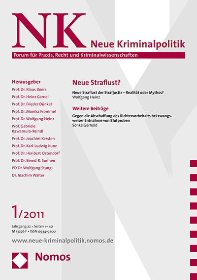 Cover der Ausgabe: NK Neue Kriminalpolitik Jahrgang 23 (2011), Heft 1