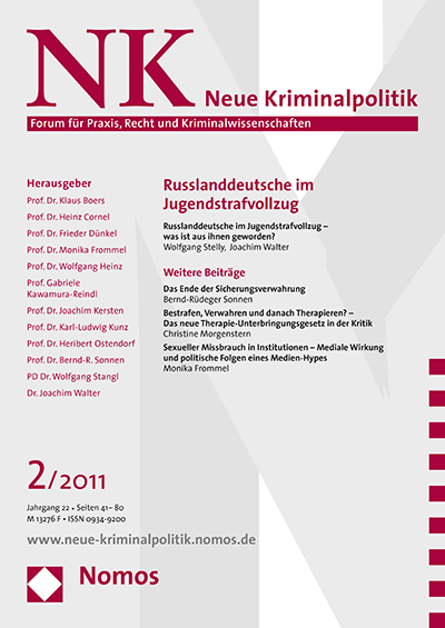 Cover der Ausgabe: NK Neue Kriminalpolitik Jahrgang 23 (2011), Heft 2