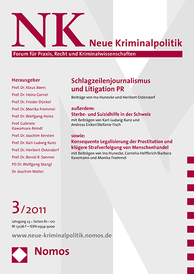 Cover der Ausgabe: NK Neue Kriminalpolitik Jahrgang 23 (2011), Heft 3