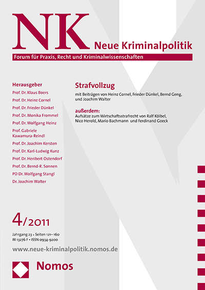 Cover der Ausgabe: NK Neue Kriminalpolitik Jahrgang 23 (2011), Heft 4