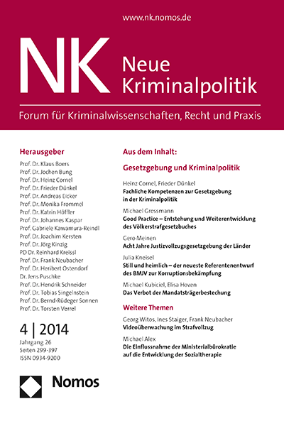 Cover der Ausgabe: NK Neue Kriminalpolitik Jahrgang 26 (2014), Heft 4