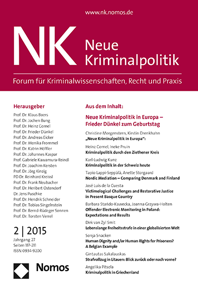 Cover der Ausgabe: NK Neue Kriminalpolitik Jahrgang 27 (2015), Heft 2