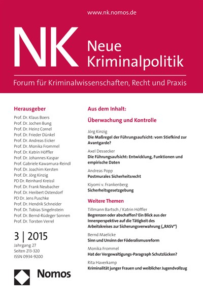 Cover der Ausgabe: NK Neue Kriminalpolitik Jahrgang 27 (2015), Heft 3