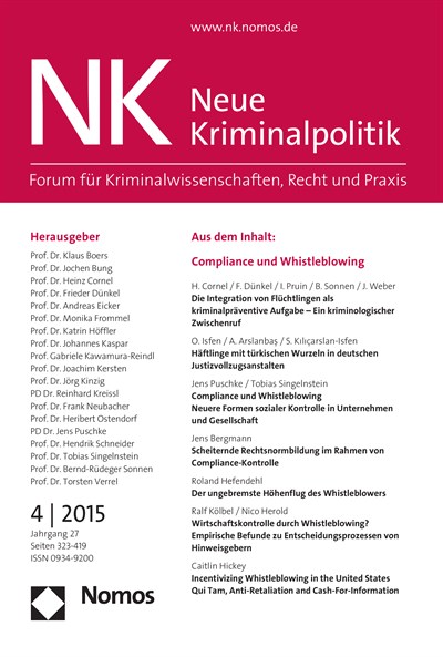 Cover der Ausgabe: NK Neue Kriminalpolitik Jahrgang 27 (2015), Heft 4