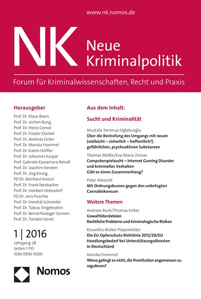 Cover der Ausgabe: NK Neue Kriminalpolitik Jahrgang 28 (2016), Heft 1
