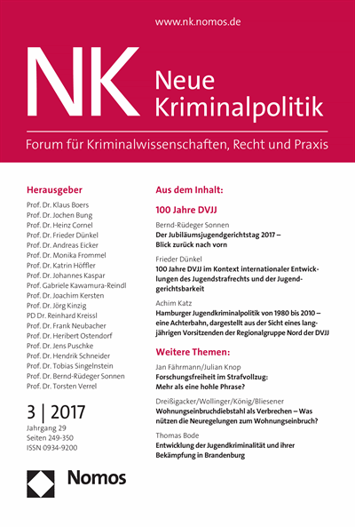 Cover der Ausgabe: NK Neue Kriminalpolitik Jahrgang 29 (2017), Heft 3