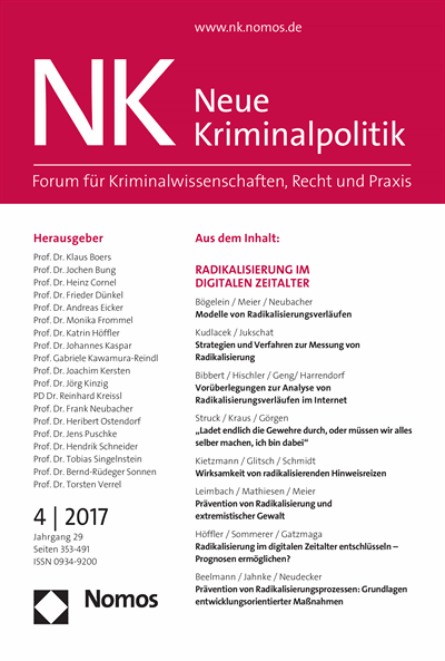 Cover der Ausgabe: NK Neue Kriminalpolitik Jahrgang 29 (2017), Heft 4