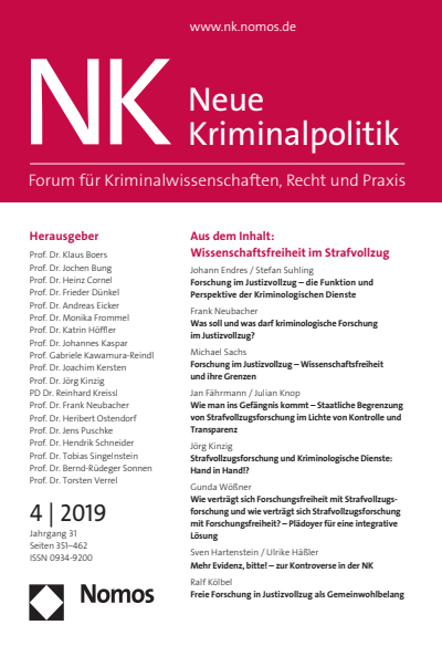 Cover der Ausgabe: NK Neue Kriminalpolitik Jahrgang 31 (2019), Heft 4
