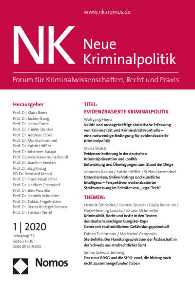 Cover der Ausgabe: NK Neue Kriminalpolitik Jahrgang 32 (2020), Heft 1