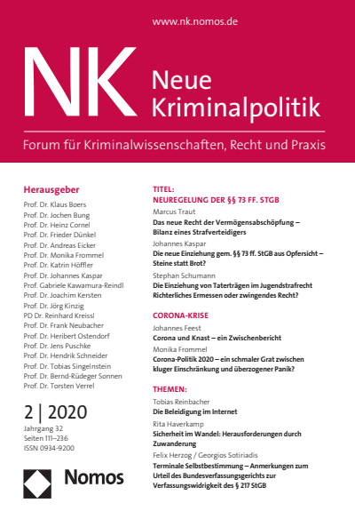 Cover der Ausgabe: NK Neue Kriminalpolitik Jahrgang 32 (2020), Heft 2