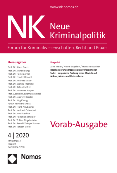 Cover der Ausgabe: NK Neue Kriminalpolitik Jahrgang 32 (2020), Heft PrePrint 1