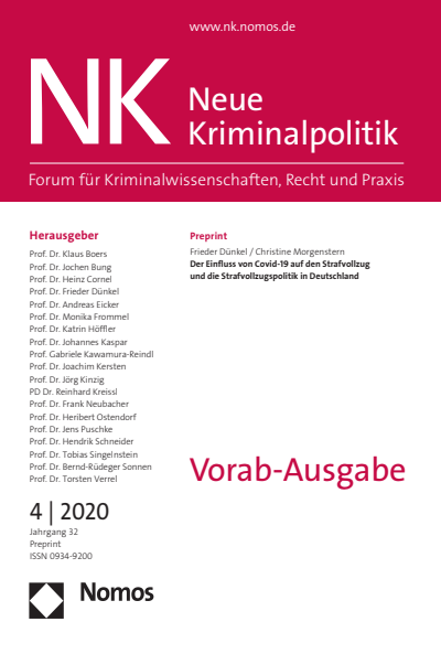 Cover der Ausgabe: NK Neue Kriminalpolitik Jahrgang 32 (2020), Heft PrePrint-2