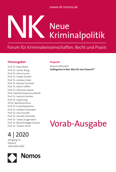 Cover der Ausgabe: NK Neue Kriminalpolitik Jahrgang 32 (2020), Heft PrePrint-3